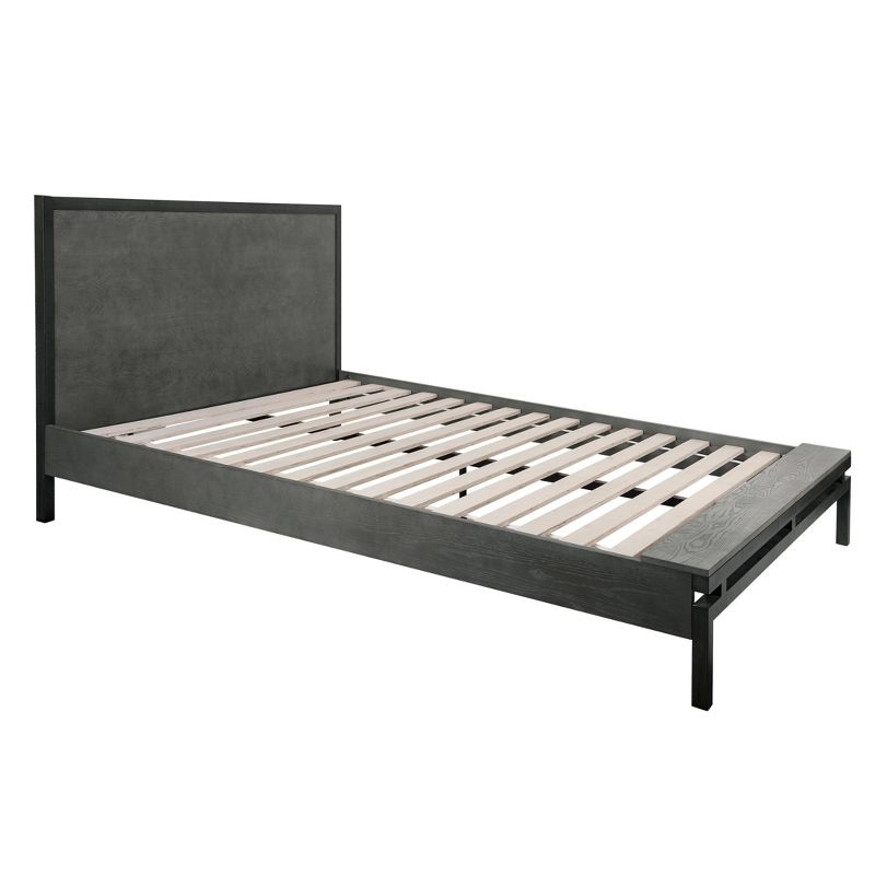 Queen Ashton Wood and Metal Bed Frame Gray - Finch