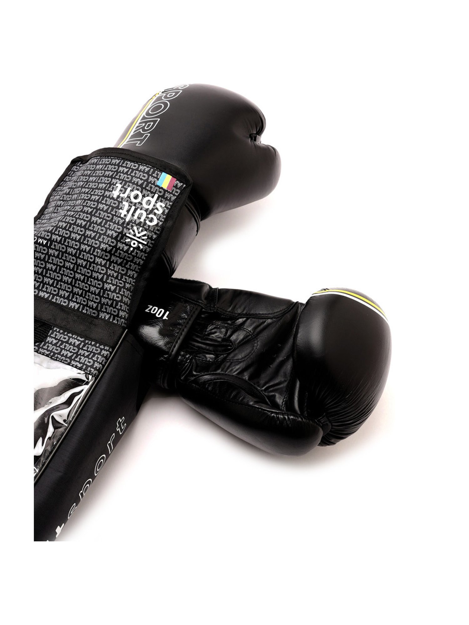 Cultsport Premium Leather Boxing Gloves with Antimicrobial Lining (Black)