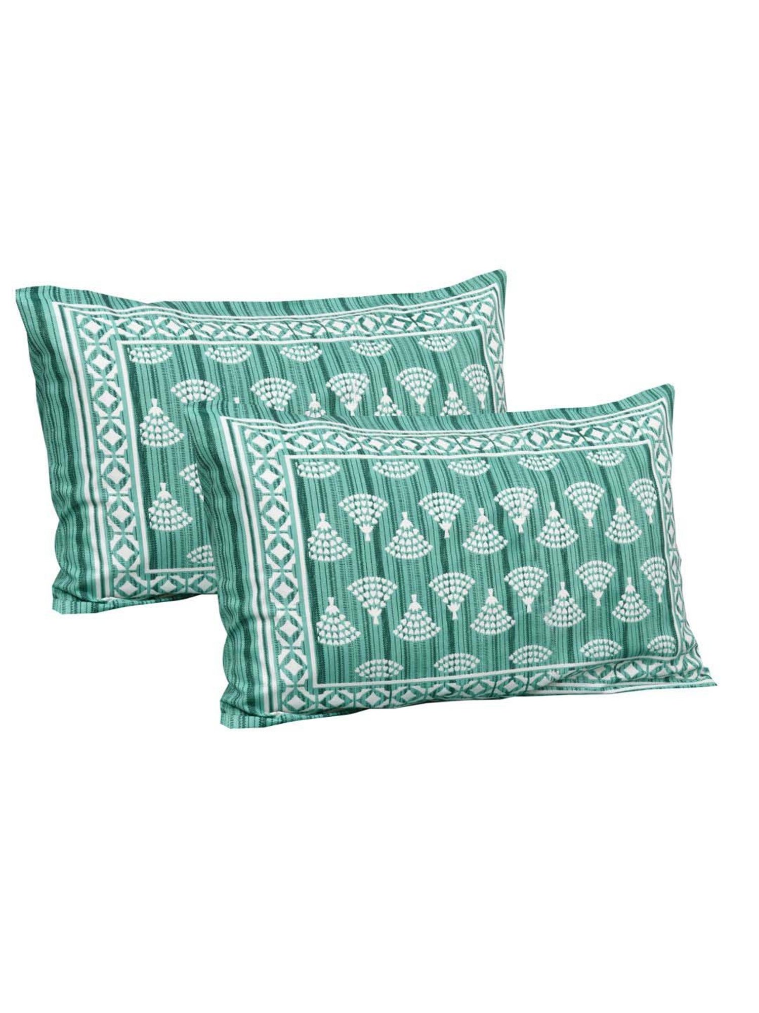 JaipurFabric Mint Green Cotton 180 TC Double Bedsheet with 2 Pillow Covers