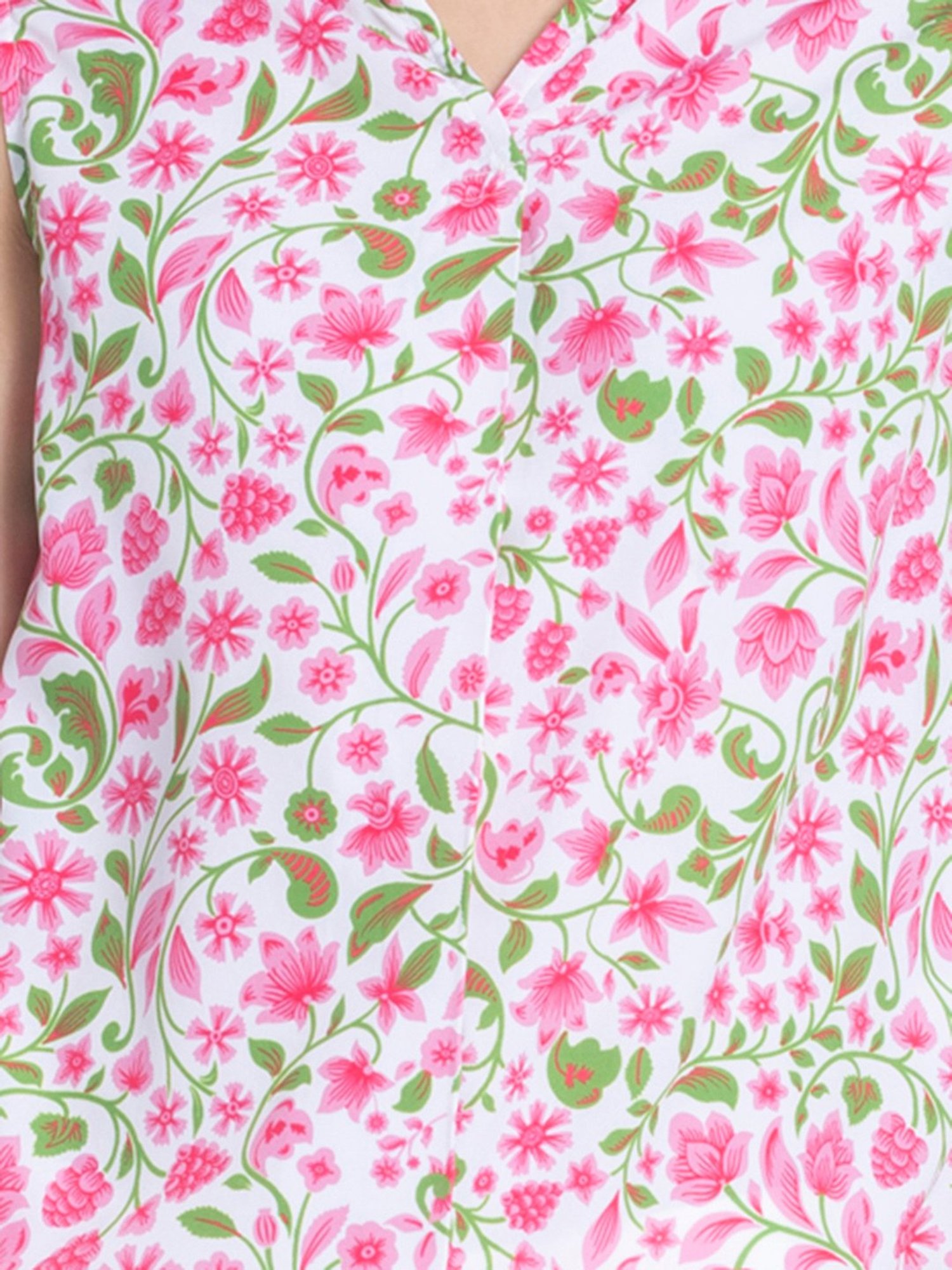 SHAYE Pink & White Floral Print Top