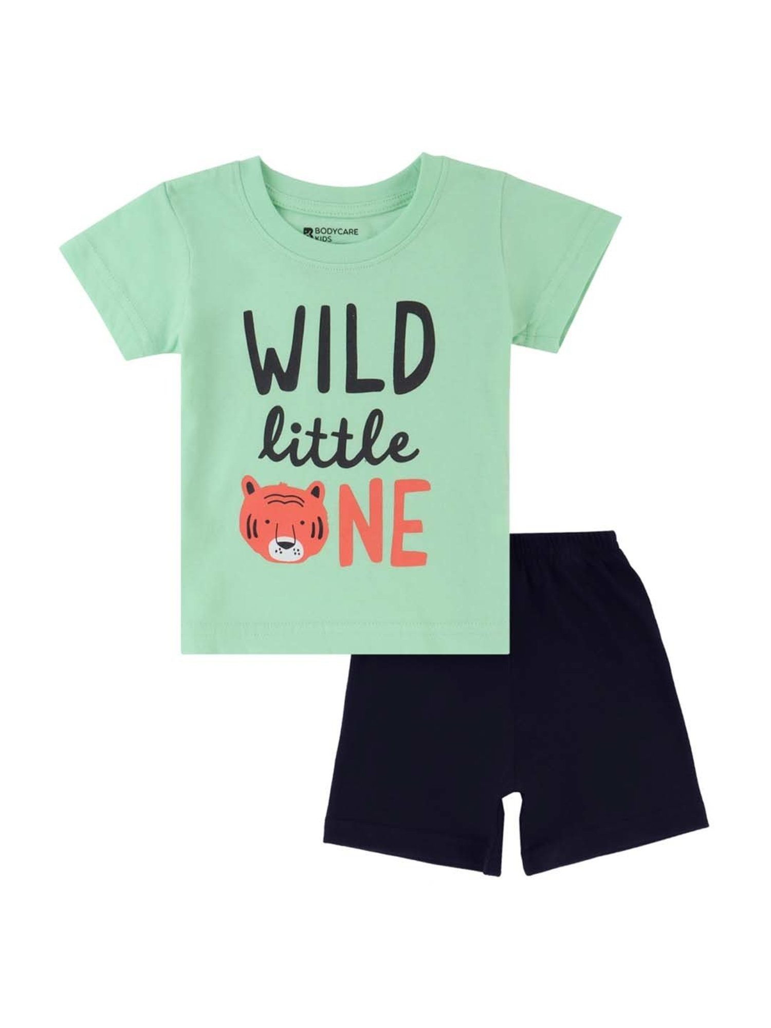 Bodycare Kids Green & Navy Cotton Printed T-Shirts Set