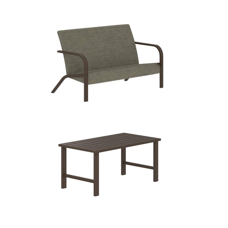 2pc SmartDry Patio Loveseat and Coffee Table Warm Gray - Room & Joy