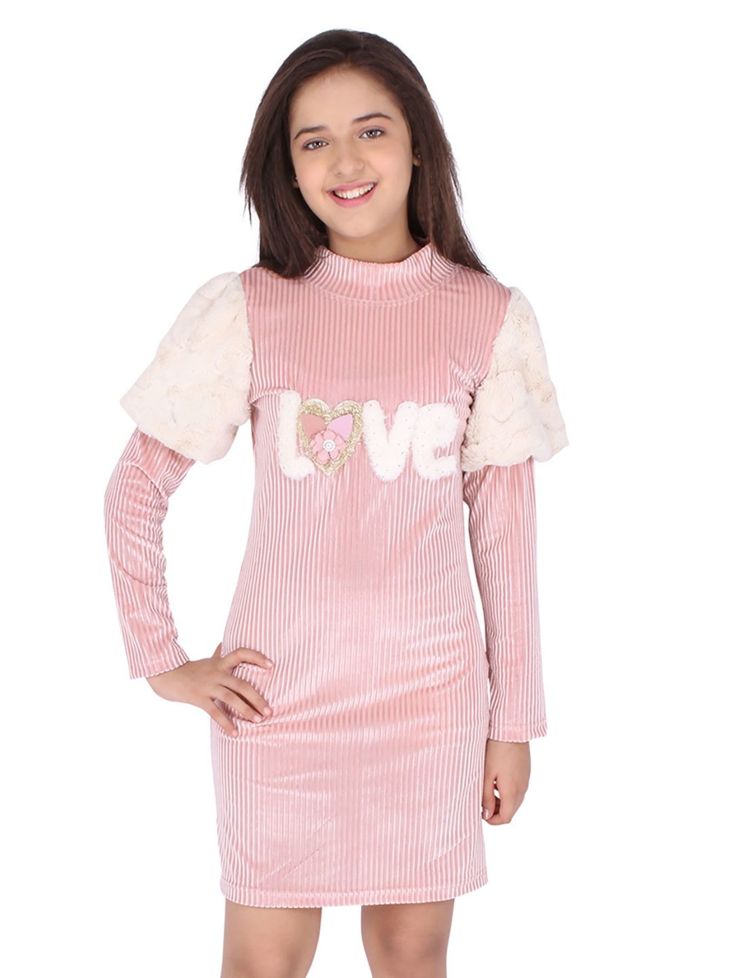 Cutecumber Kids Peach Solid Dress