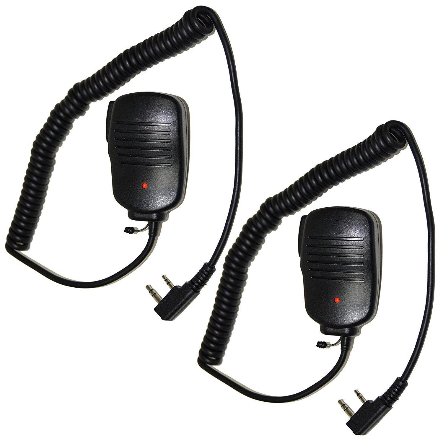 HQRP 2-Pack 2 Pin PTT Mini Speaker Mic for Linton LT-3107, LT-3188, LT-3260, LT-3268 + HQRP UV Meter