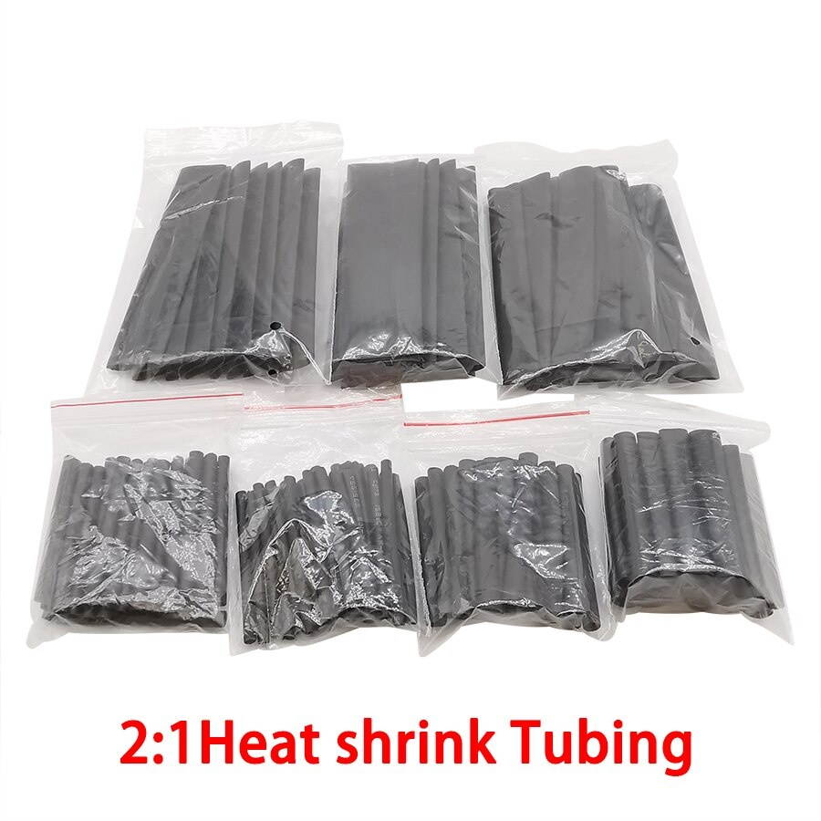 127Pcs/Set Polyolefin Shrinking Assorted Heat Shrink Tube Electrical Wrap Wire Cable Insulated Sleeving Black Heat Shrink Tubing