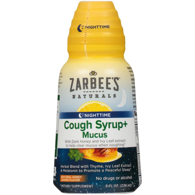 Zarbee's Naturals Nighttime Cough Syrup + Mucus Reducer - Dark Honey & Lemon - 8 fl oz