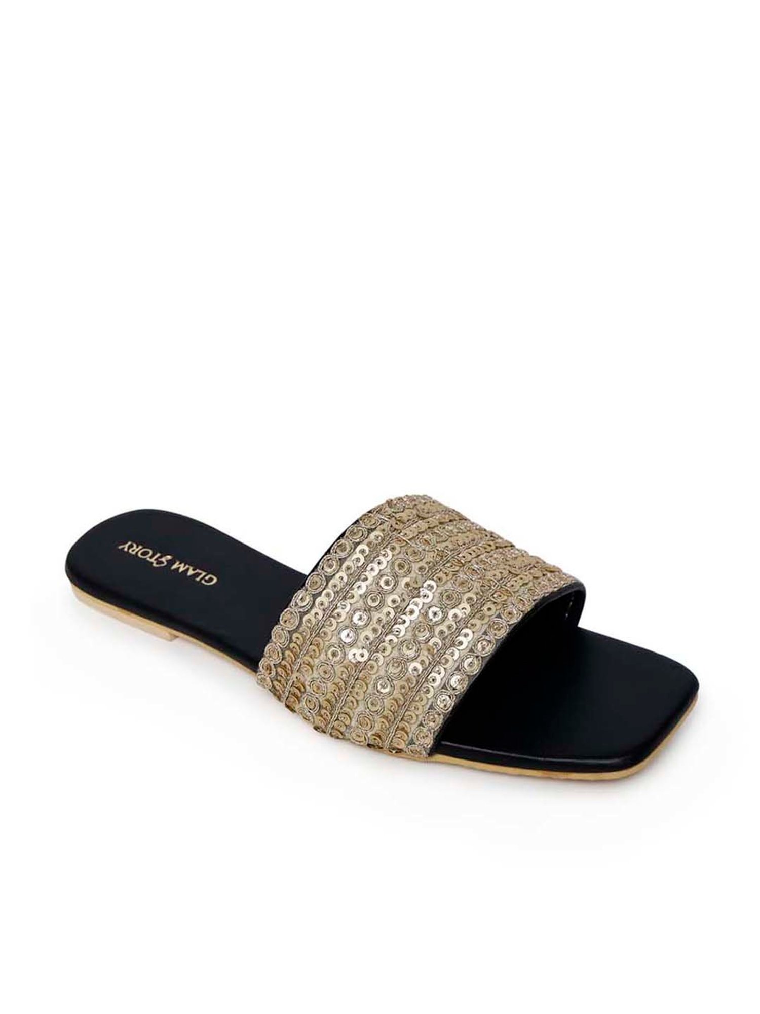 Glam Story Women's Gold Ethnic Sandals