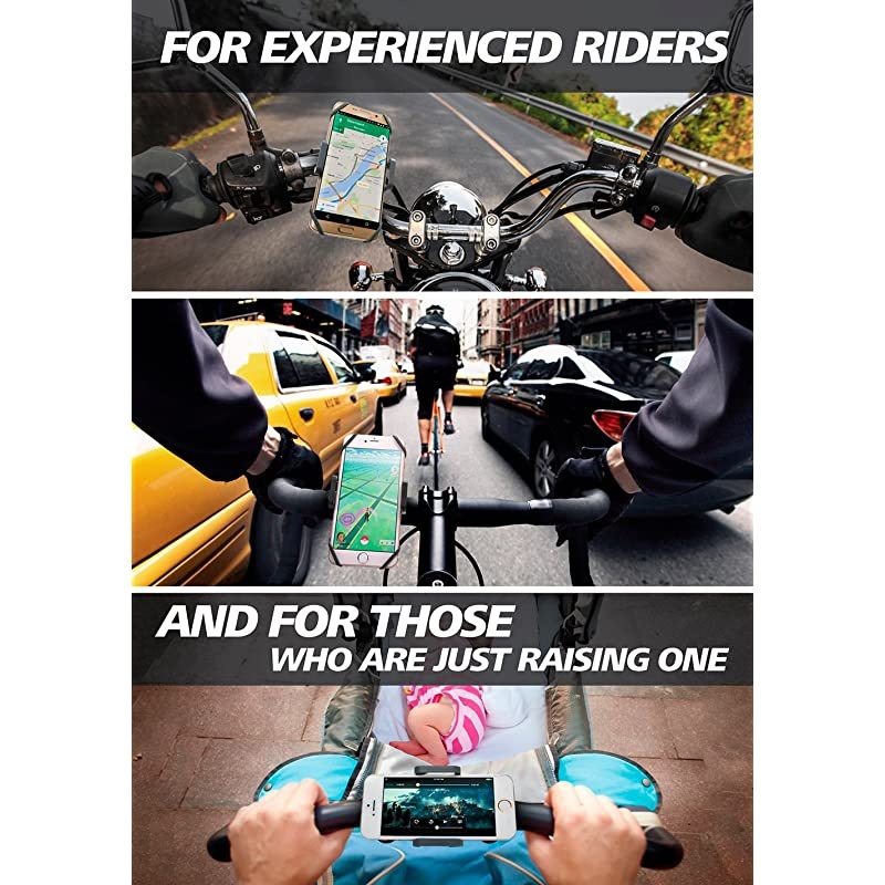 Motorcycle Phone Mount - for iPhone 12 (11, Xr, SE, Max/Plus), Galaxy S20 or Any Cell Phone - Universal ATV, Mountain & Road Bicycle Handlebar Holder. +100 to Safeness & Comfort