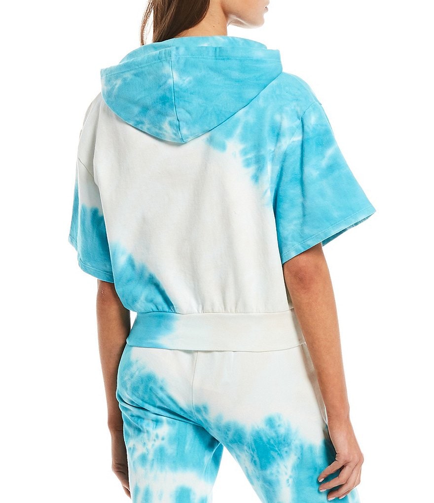 Ivory Ella Coordinating Short Sleeve Tie-Dye Cropped Hoodie