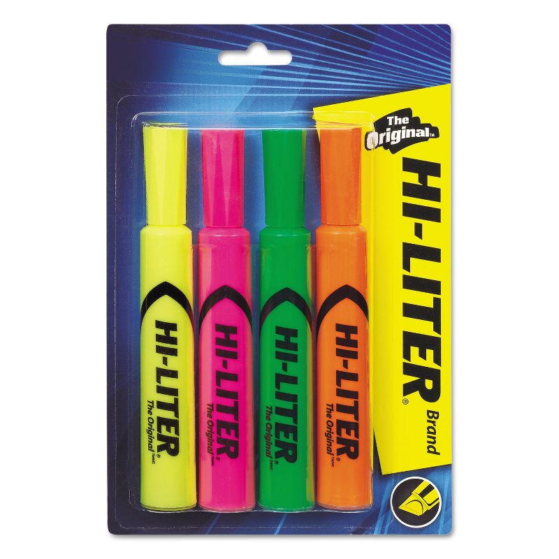 Avery HI-LITER Desk-Style Highlighter Chisel Tip Assorted Colors 4/Set 24063
