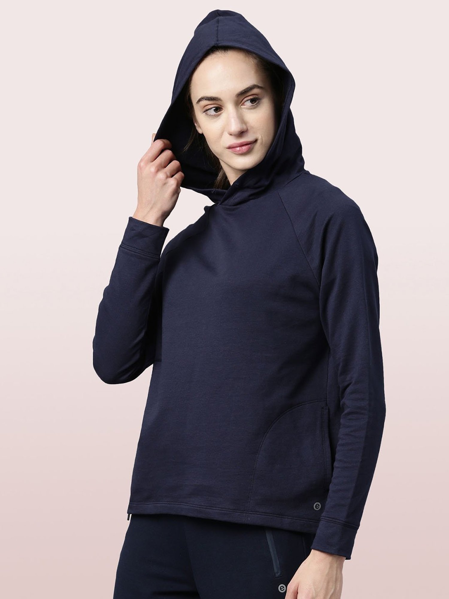 Enamor Navy Cotton Hoodie
