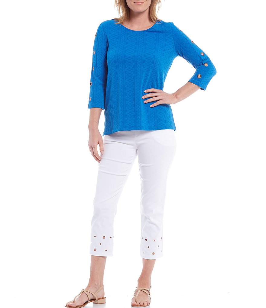 Ruby Rd. Petite Size Double Face Stretch Embellished Hem Capri Pants