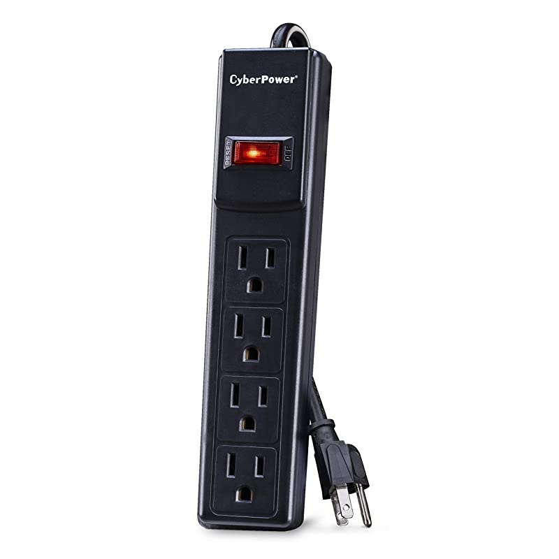 CSB404 Essential Surge Protector 450J125V 4 Outlets 4ft Power Cord Black