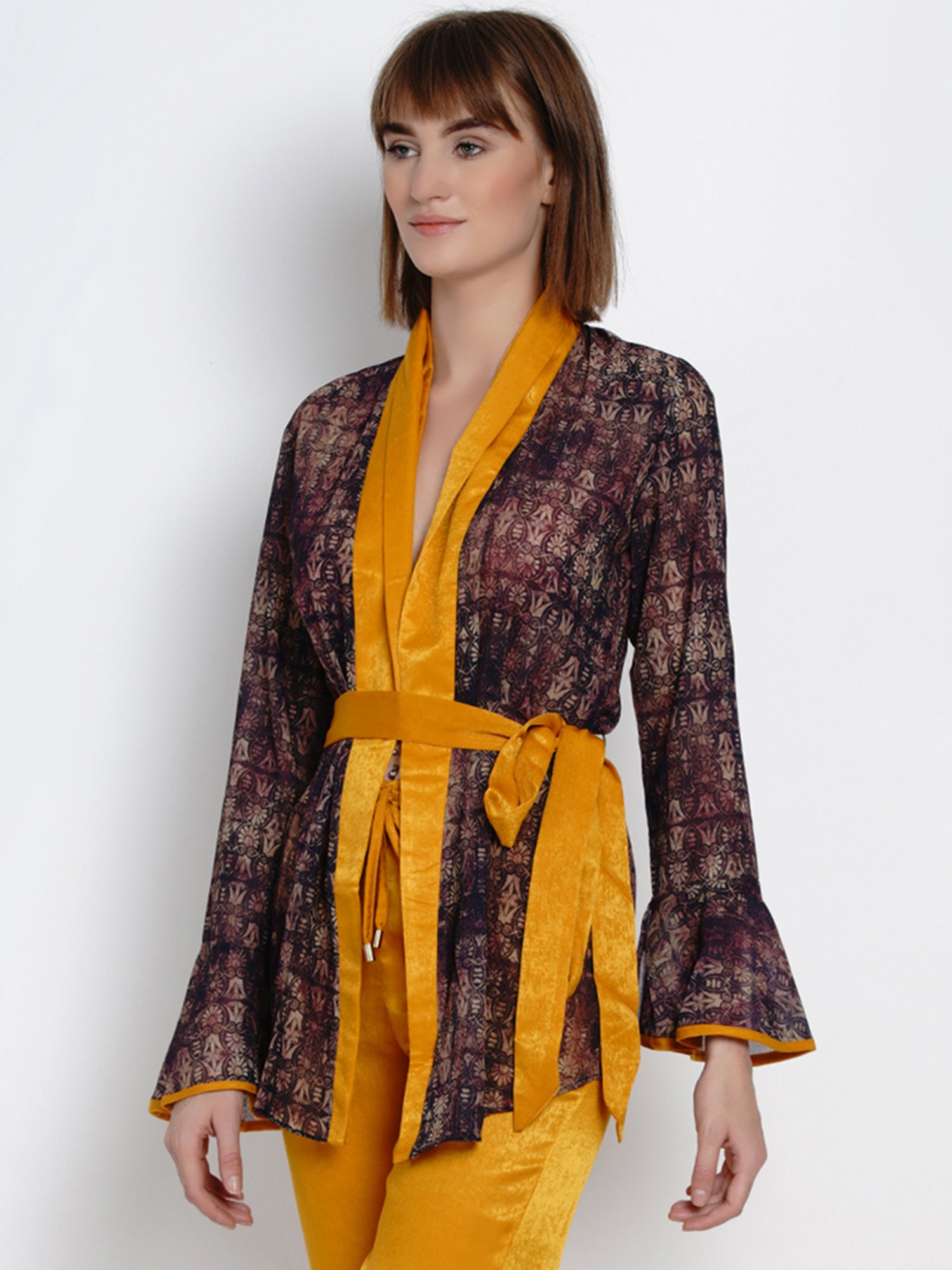 Erotissch Brown Printed Robe