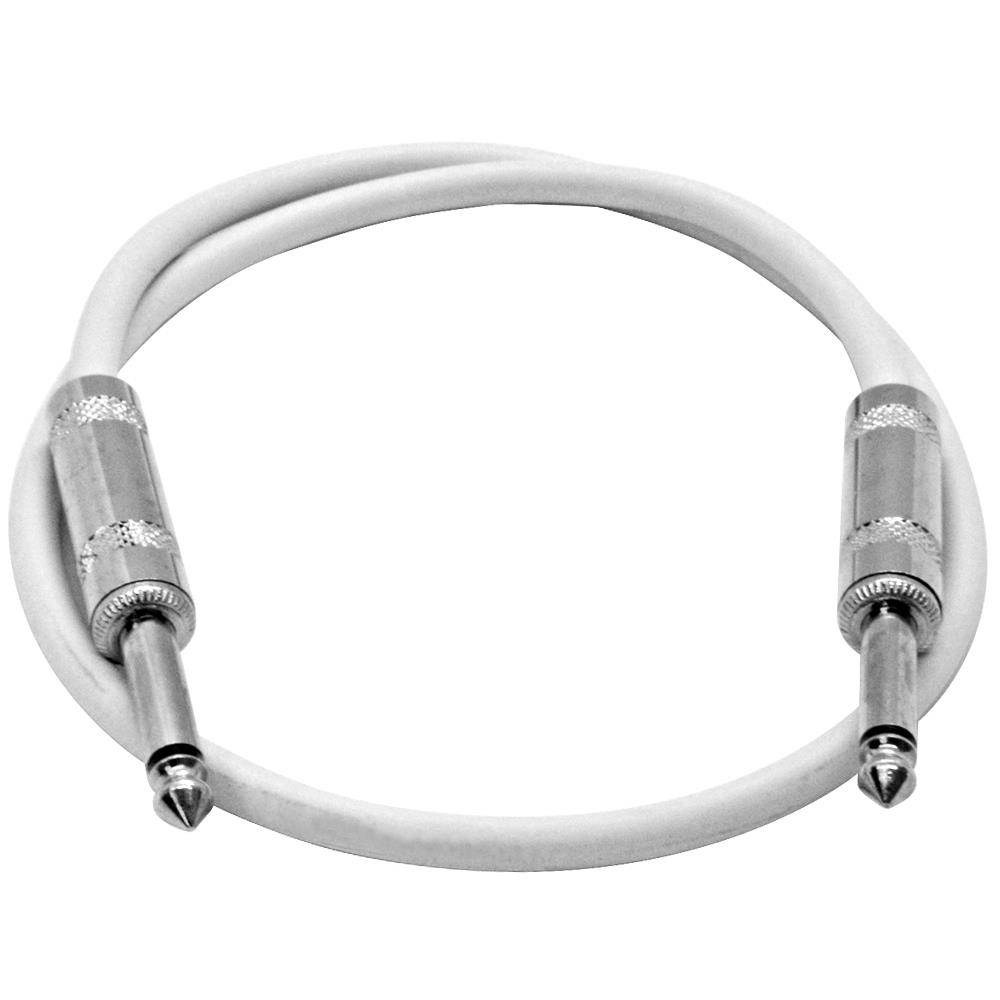 Seismic Audio - SASTSX-2White - 2 Foot White 1/4 Inch TS Patch Cables- 2' Professional Audio Unbalanced 1/4" Patch Cord