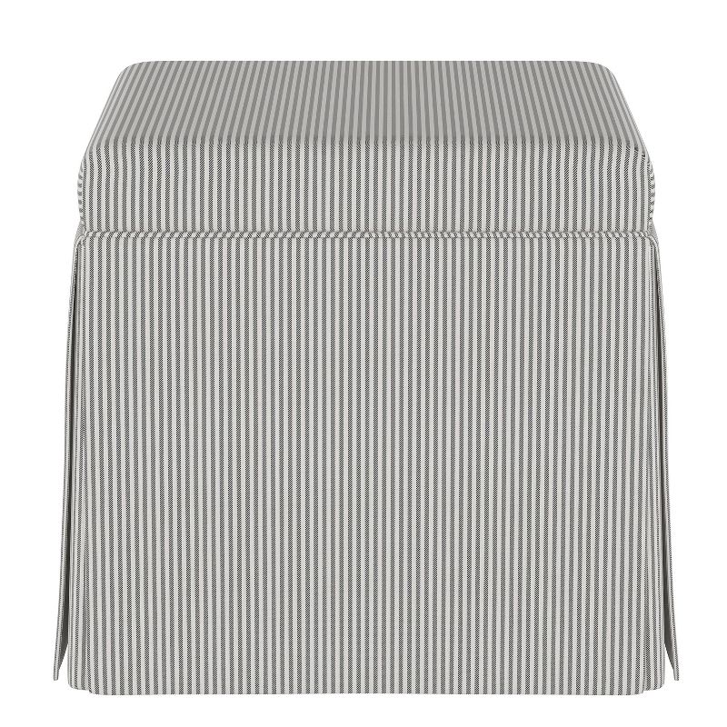 Skirted Storage Ottoman Oxford Stripe Charcoal - Skyline Furniture