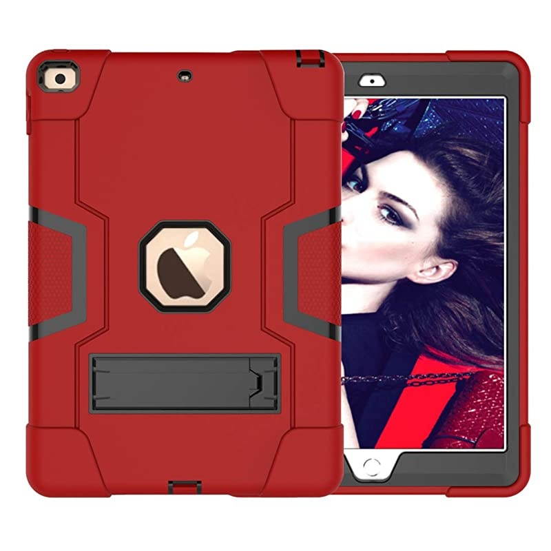 Case for iPad 8th Generation / iPad 7th Generation, Slim Heavy Duty Shockproof Rugged Protective Case with Built-in Stand for iPad 10.2 inch 2020/2019, Red