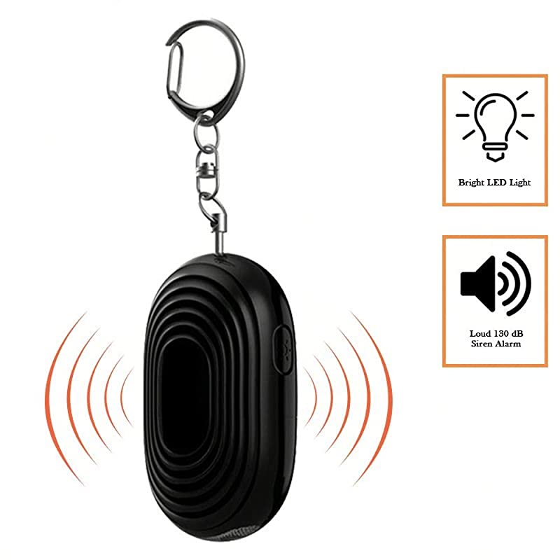 Safe Personal Safety Keychain Alarm Loud 130 dB Self Defense Security Siren Panic Button Pull Pin Bright LED Light Includes Mini Screwdriver Batteries For Women Elderly Men Children