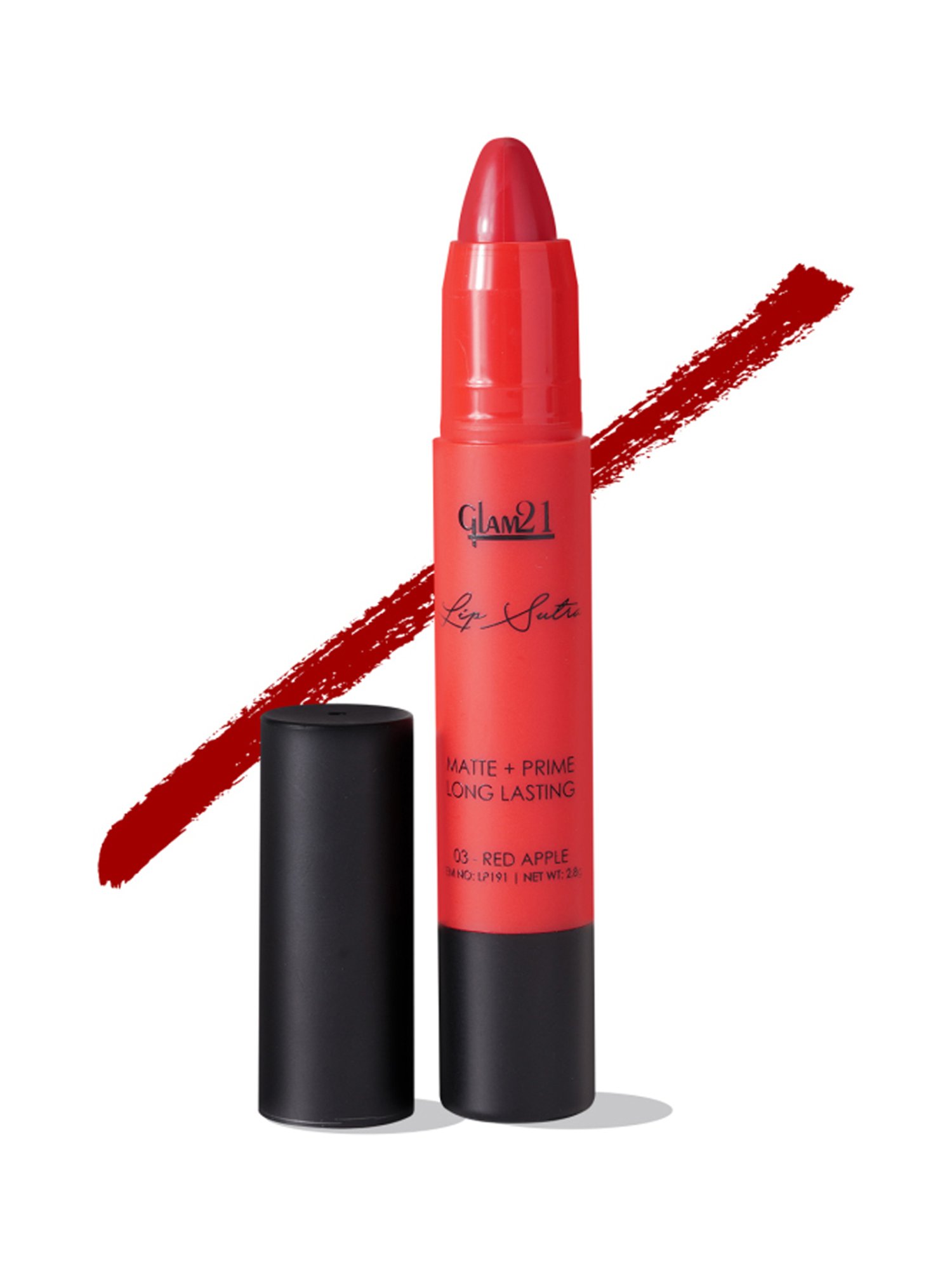 Glam21 Lip Sutra Matte + Prime Crayon Lipstick 03 Red Apple - 2.8 gm