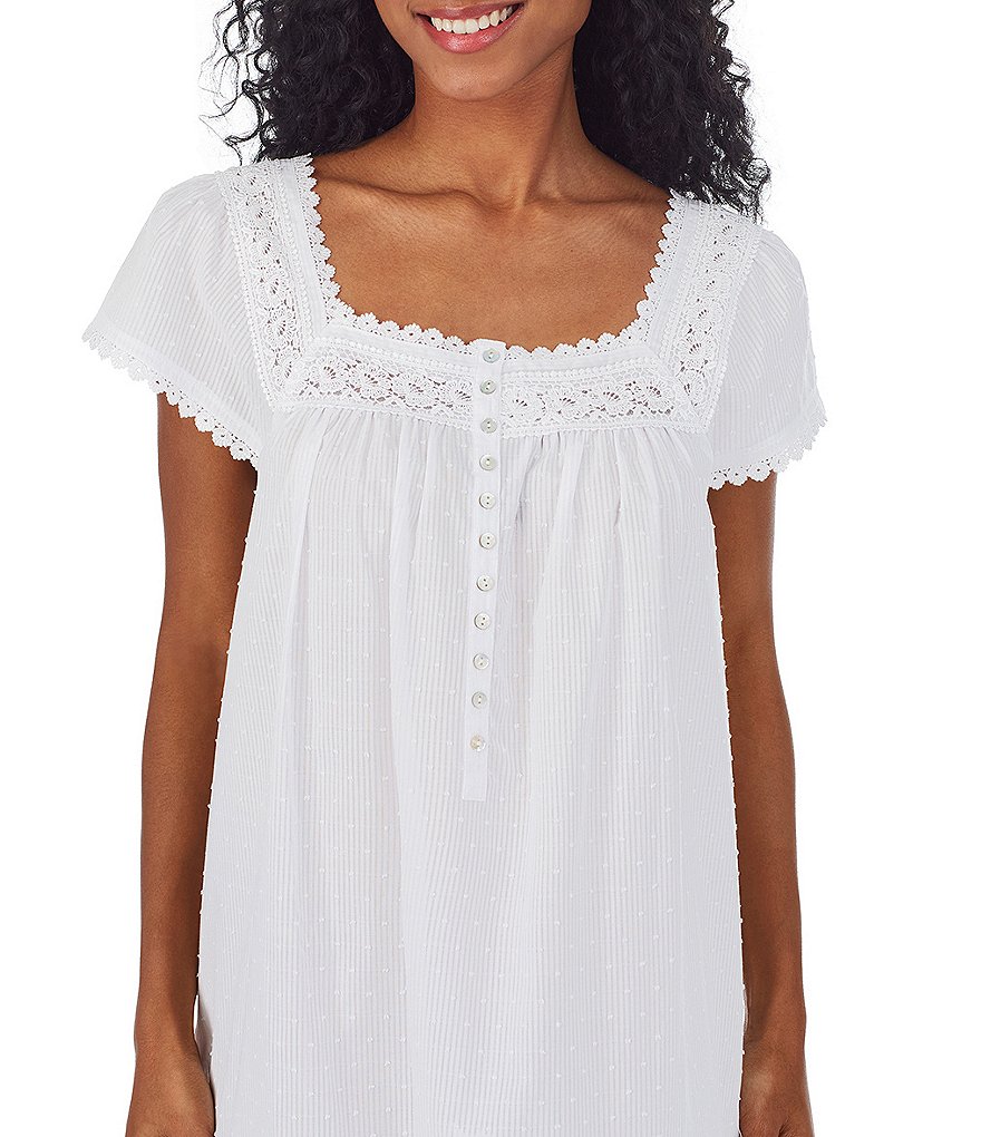 Eileen West Textured Sheer Stripe Waltz Nightgown