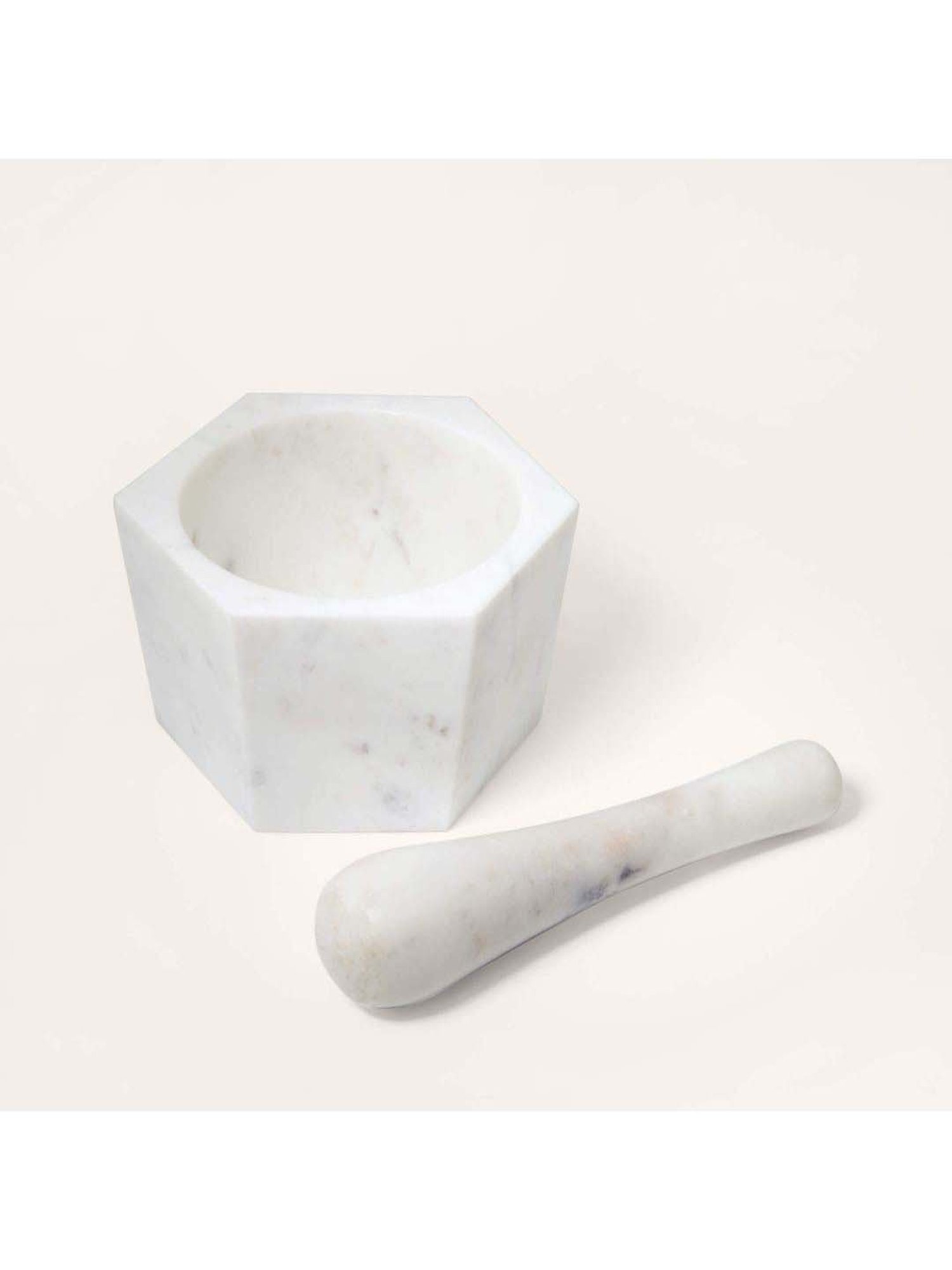 ellementry White Marble Mortar with Pestle - Set of 1
