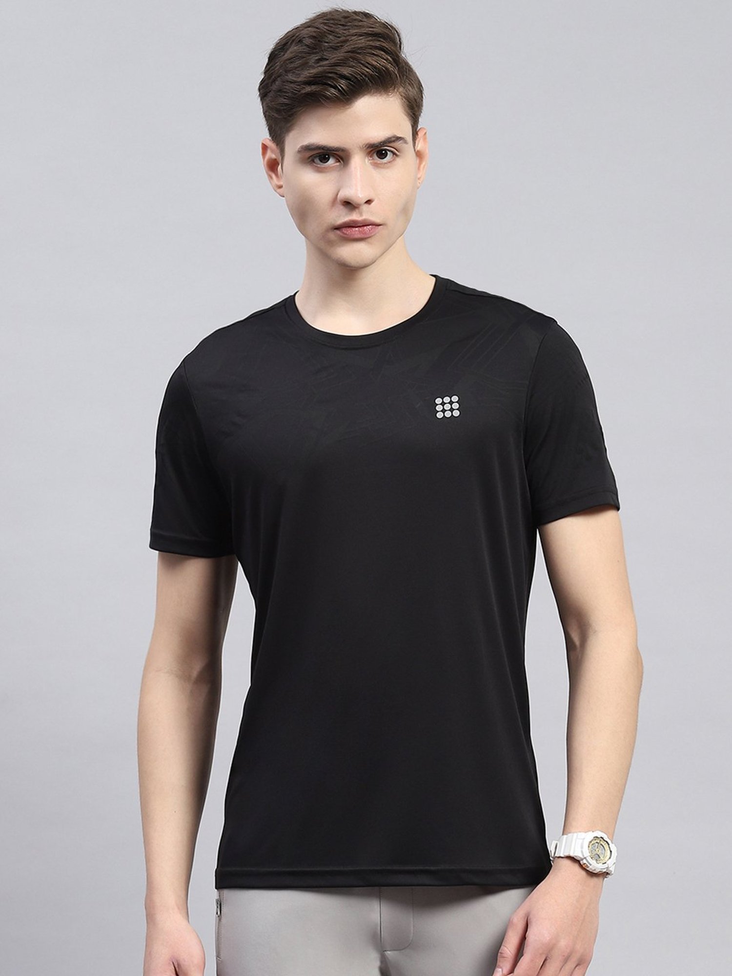 Rock.it Black Regular Fit Printed Sports T-Shirt