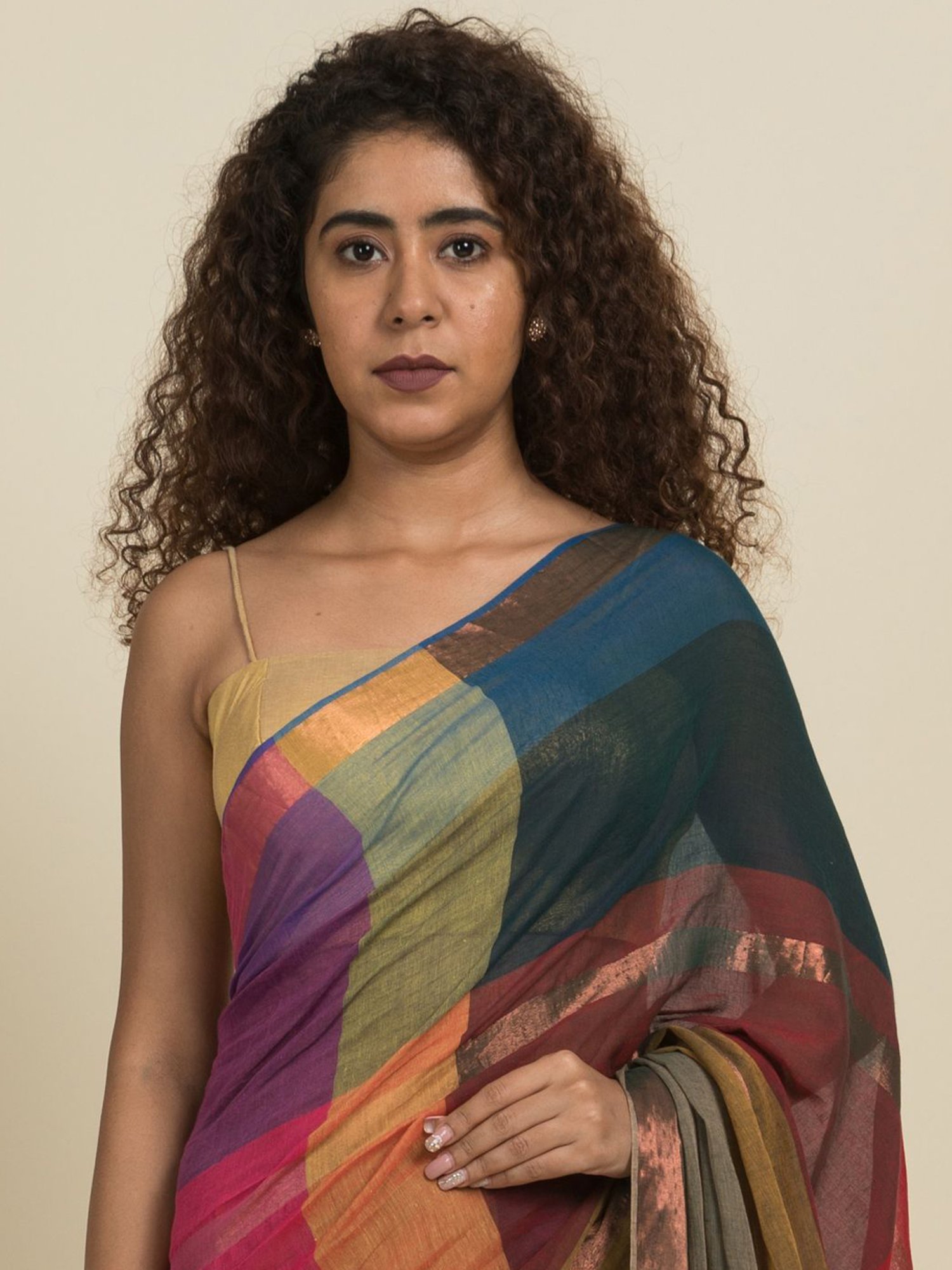 Suta Multicolored Pure Cotton Zari Work Saree Without Blouse