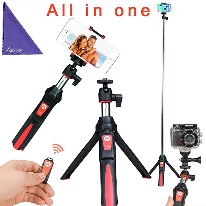 Handheld Tripod 3 in 1 Self-Portrait Monopod Phone Selfie Stick Bluetooth Remote Shutter Compatible with Smartphone (Blue)