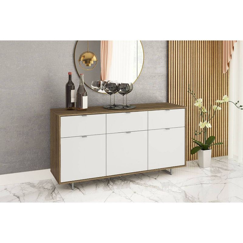 58" Hamilton Sideboard Walnut and White - Chique