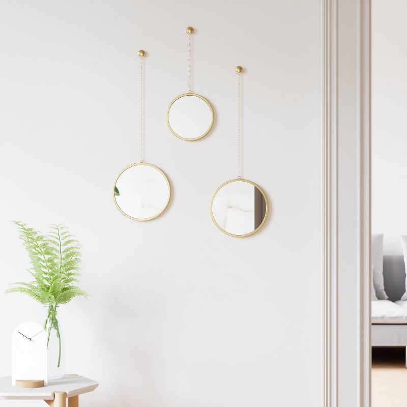 Set of 3 Dima Round Decorative Wall Mirrors Brass - Umbra
