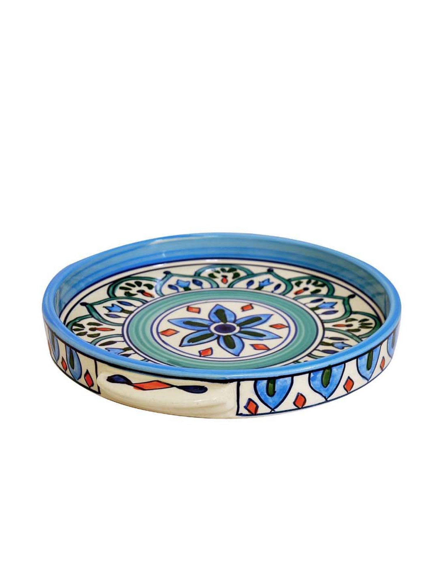 VarEesha The Royal Crown Blue Ceramic Pizza Platter - Set of 1