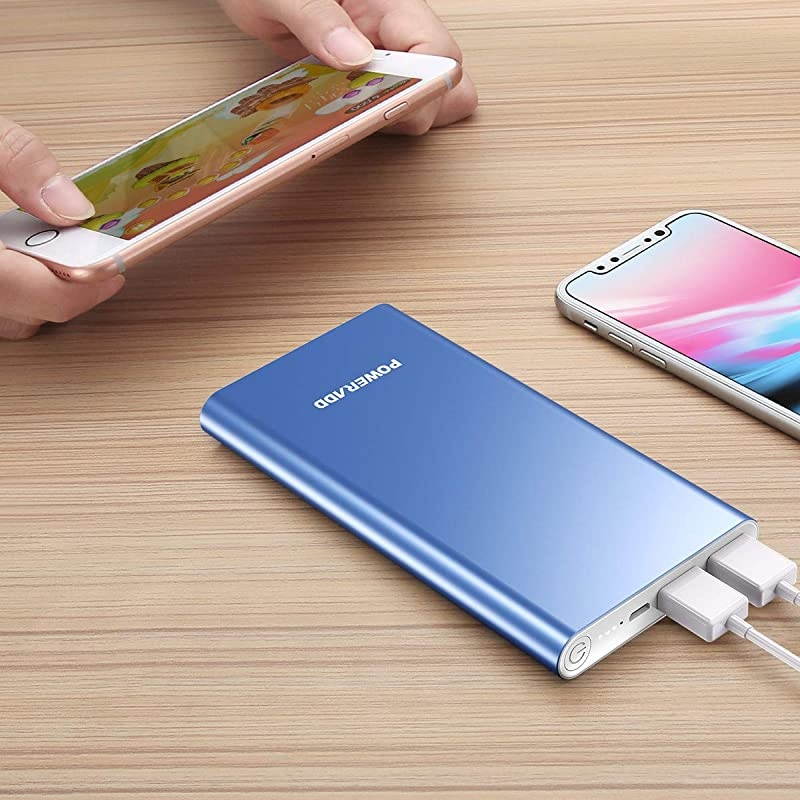 Pilot 2GS 10000mAh Portable Charger, Upgraded 3.4A Output Power Bank Compatible with iPhone iPad Samsung Phones and Tablet, Blue