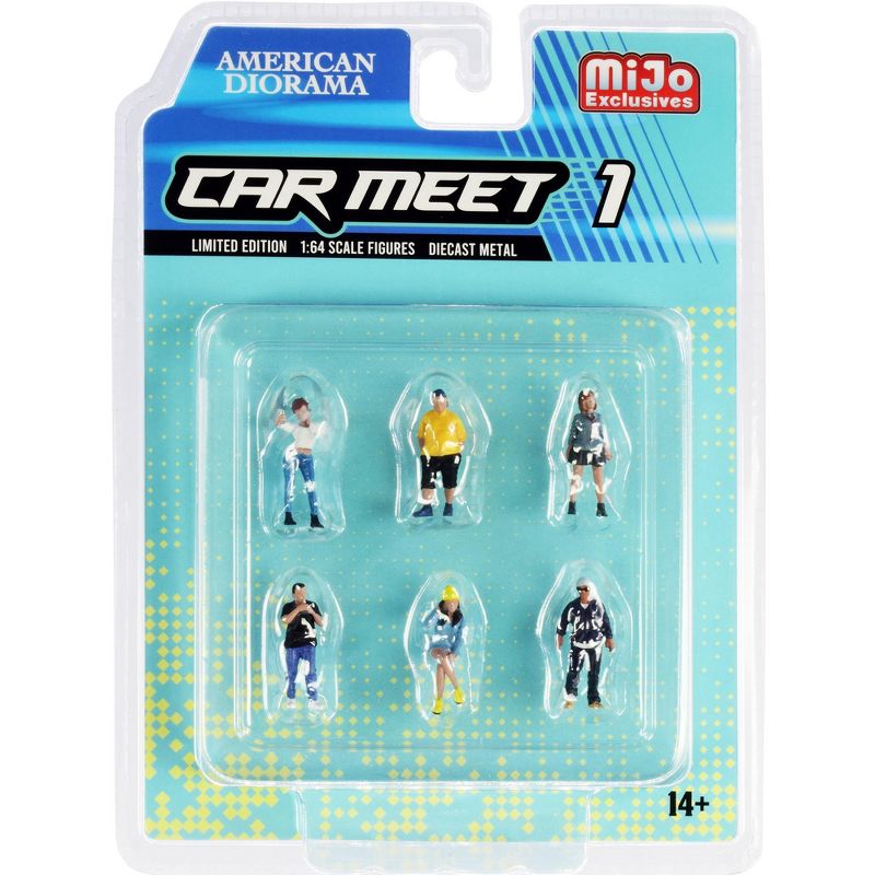 "Car Meet 1" 6 piece Diecast Figurine Set for 1/64 Scale Models by American Diorama
