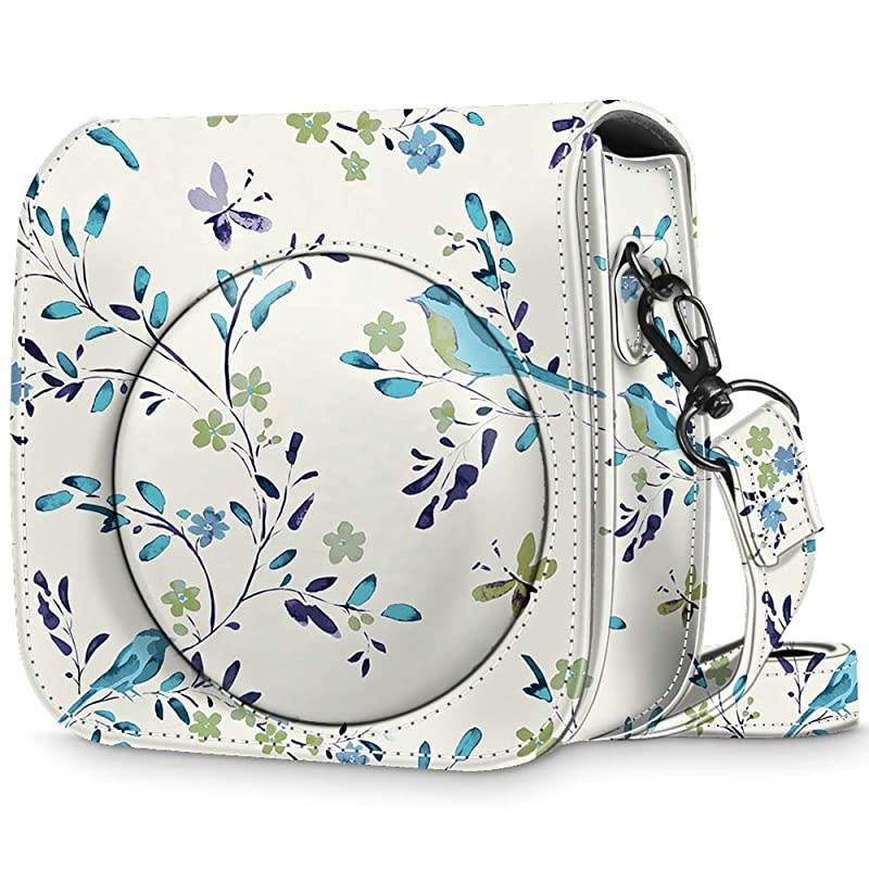 Protective Case Compatible with Fujifilm Instax Mini 8 Mini 8+ Mini 9 Instant Camera - Premium Vegan Leather Bag Cover with Removable Strap, Rose Gold