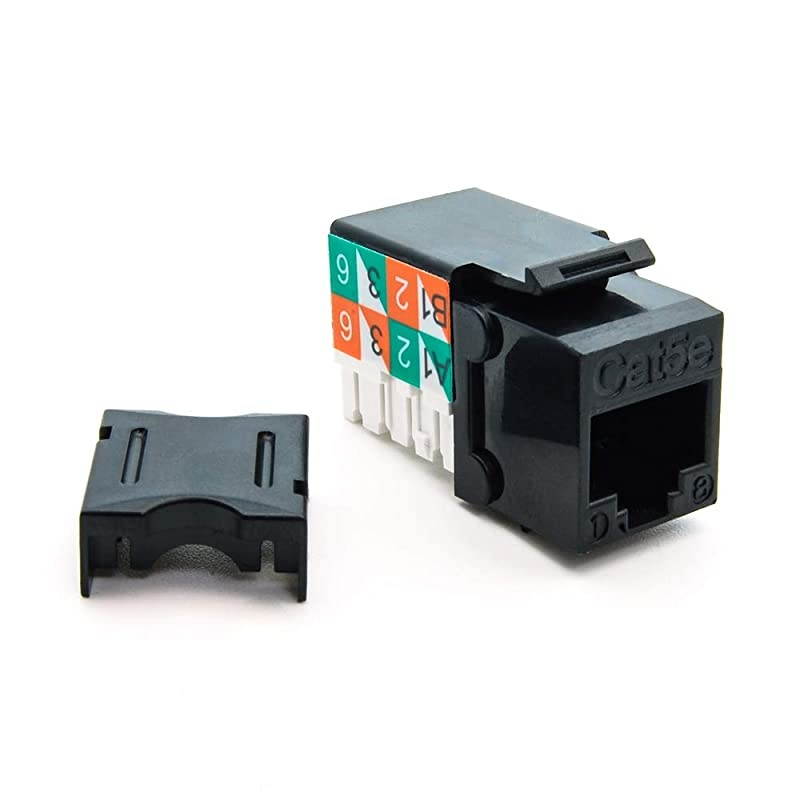 Cat.5E RJ45 110 Type Keystone Jack (10-Pack, Black)