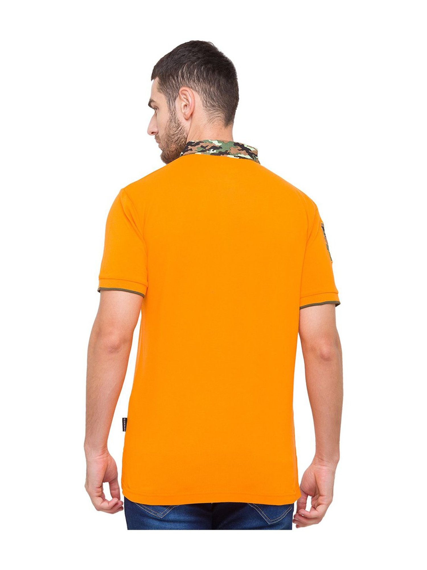 Giordano Orange Slim Fit Printed Polo T-Shirt