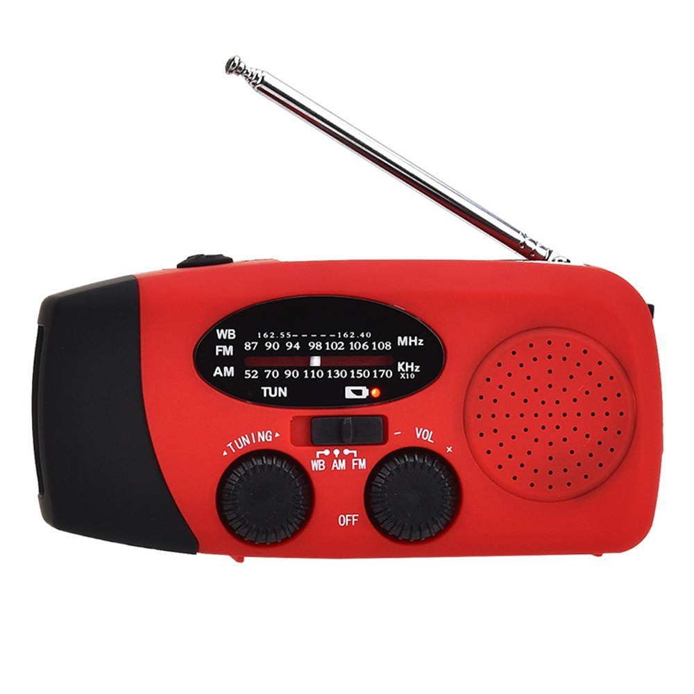 Portable Radio with AM/FM Flashlight Reading Lamp NOAA Weather Power Bank for Emergency Solar Powered Crank Handheld Radio