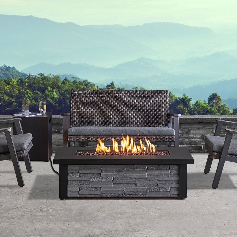 Berthoud Fire Table with NG Conversion Stacked Stone - Real Flame
