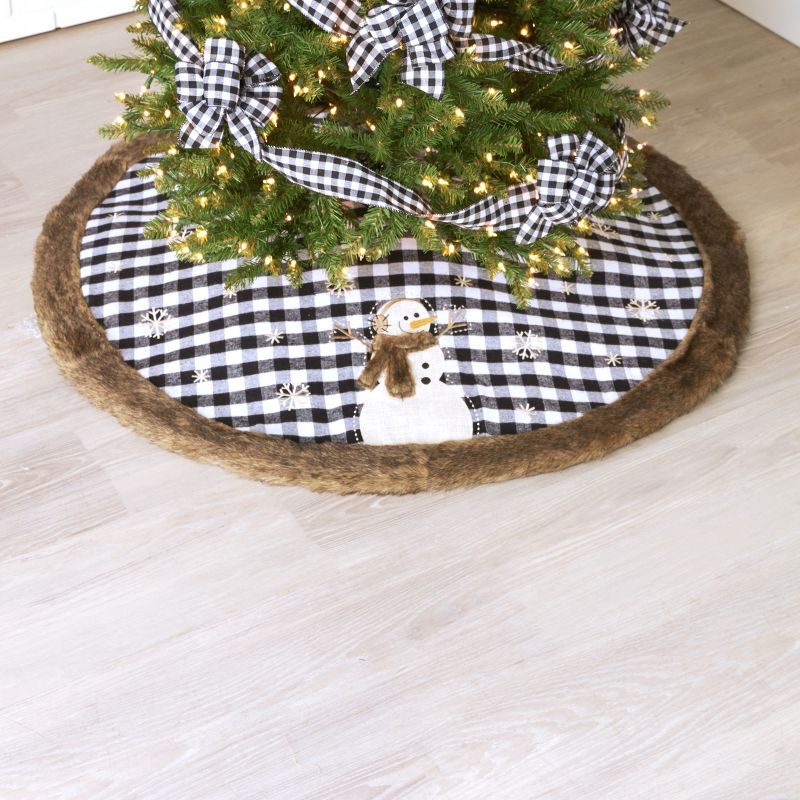 Lakeside 48" Snowy Burlap Christmas Tree Skirt with Doily Cloth