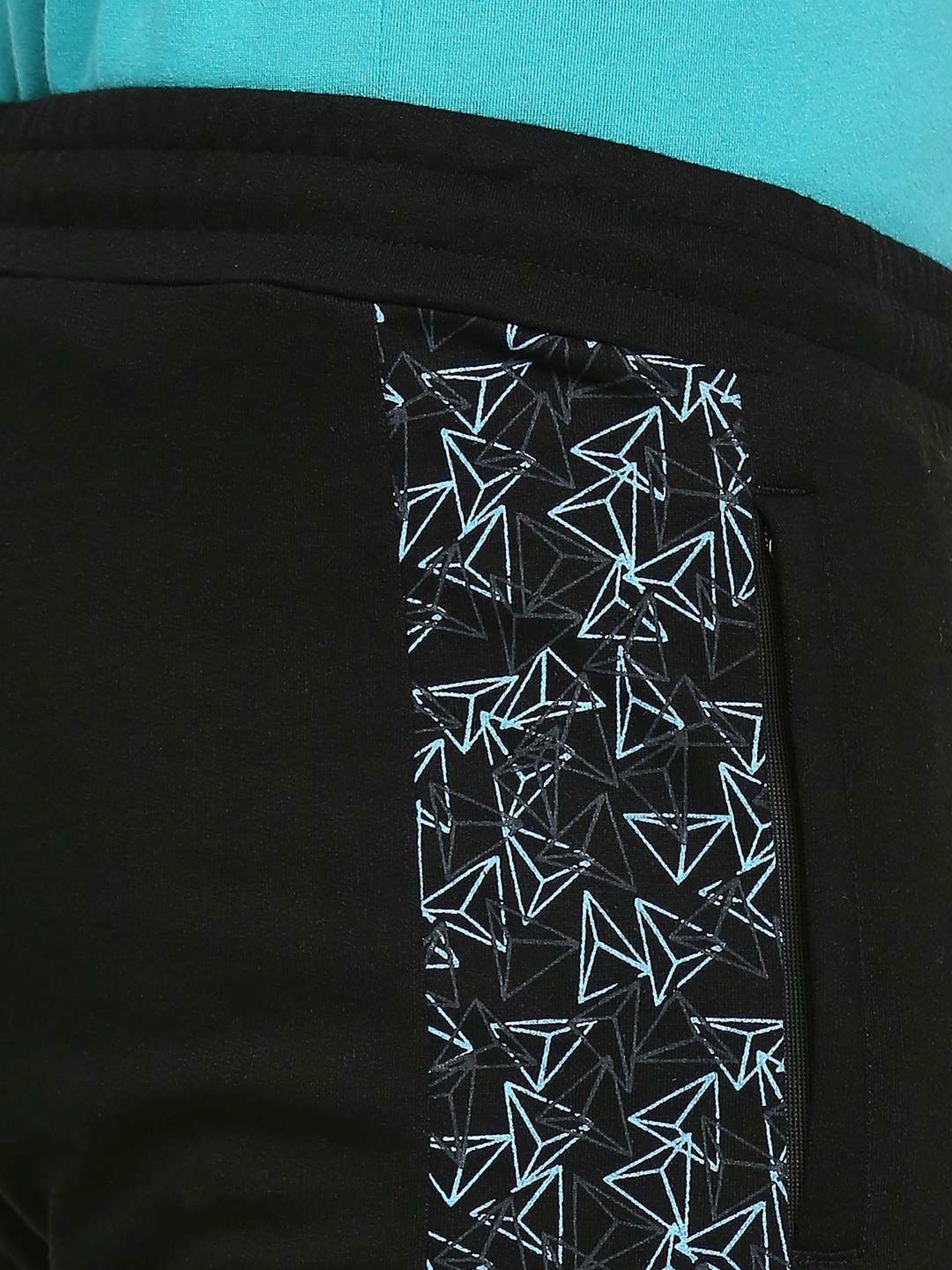 Fitz Black Slim Fit Printed Sports Trackpants