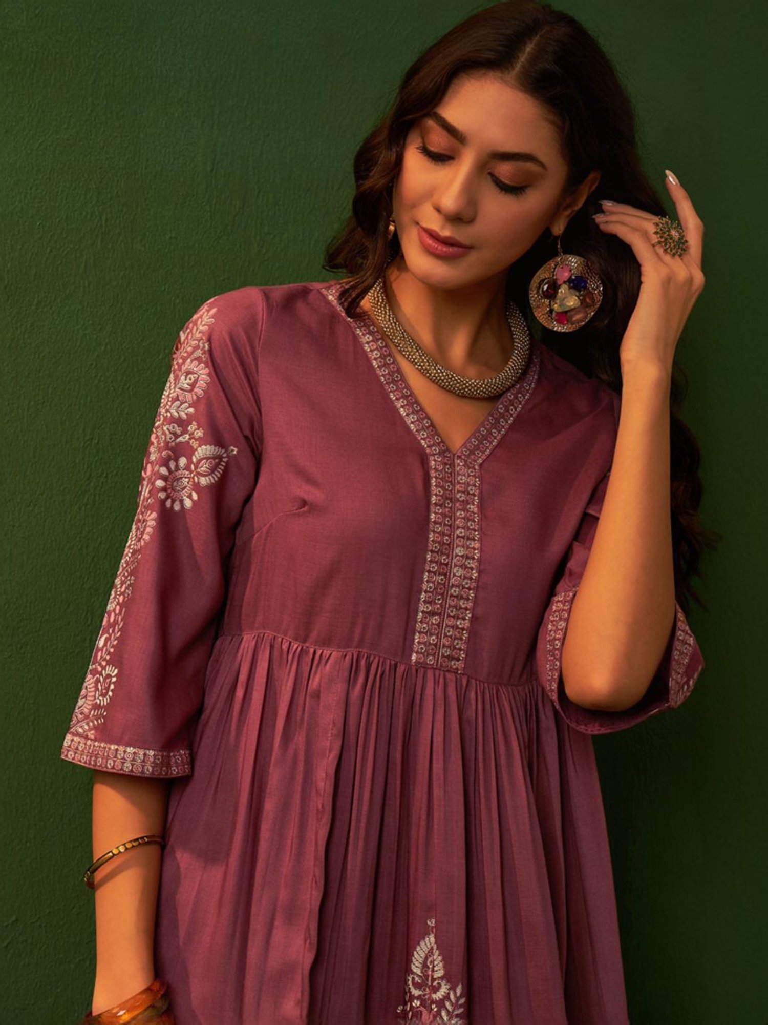 Ziyaa Pink Printed A-Line Dress