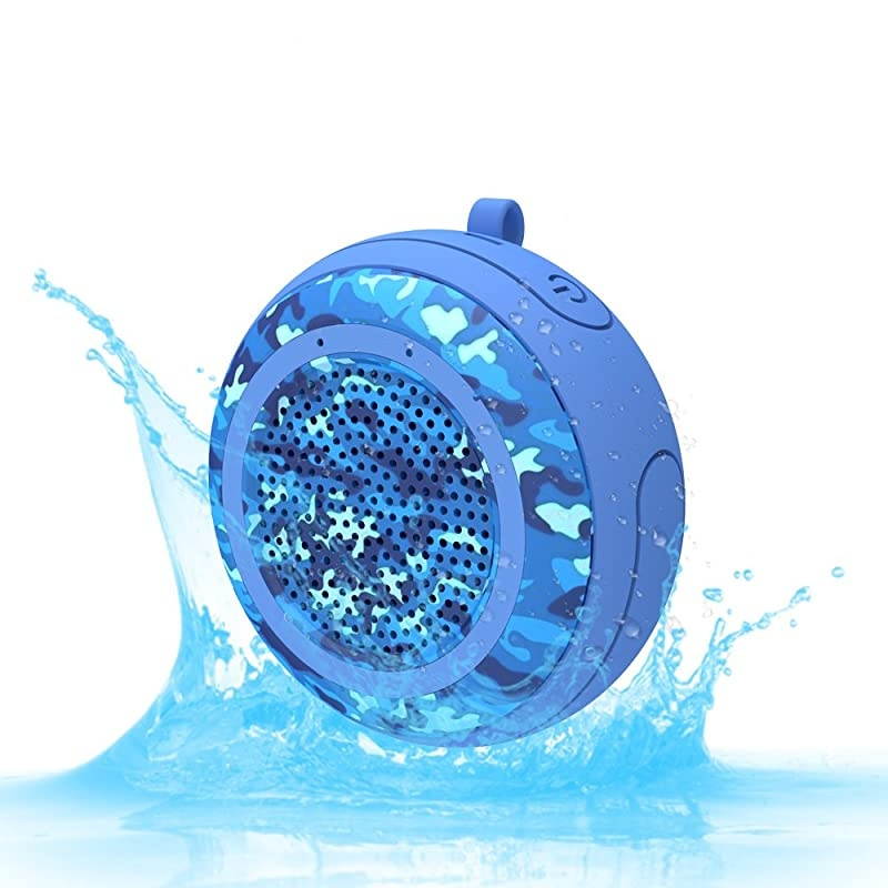 IPX7 Waterproof Outdoor Bluetooth Speaker Swimming Pool Floating Portable Mini Speakers Wireless 5W with Microphone amp TWS for Beach Bathroom Home Shower Camouflage Blue