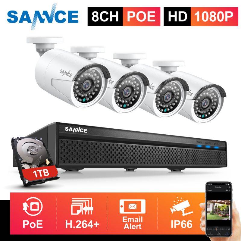 SANNCE 1080P PoE Network Video Security System with 1TB