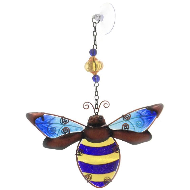Home Decor 10.0" Bee Sun Catcher Hand Painted  -  Stained Glass And Suncatchers