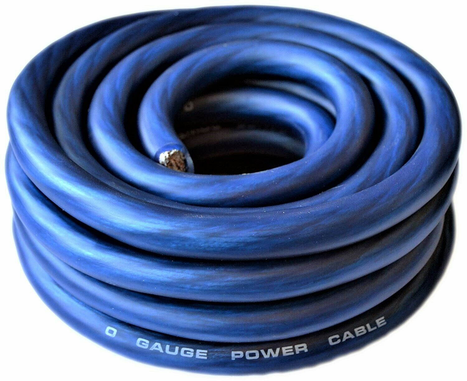 AMERICAN T 0 Gauge BLUE Amplifier Power/Ground 1/0 Wire 25 Feet SuperFlex Cable