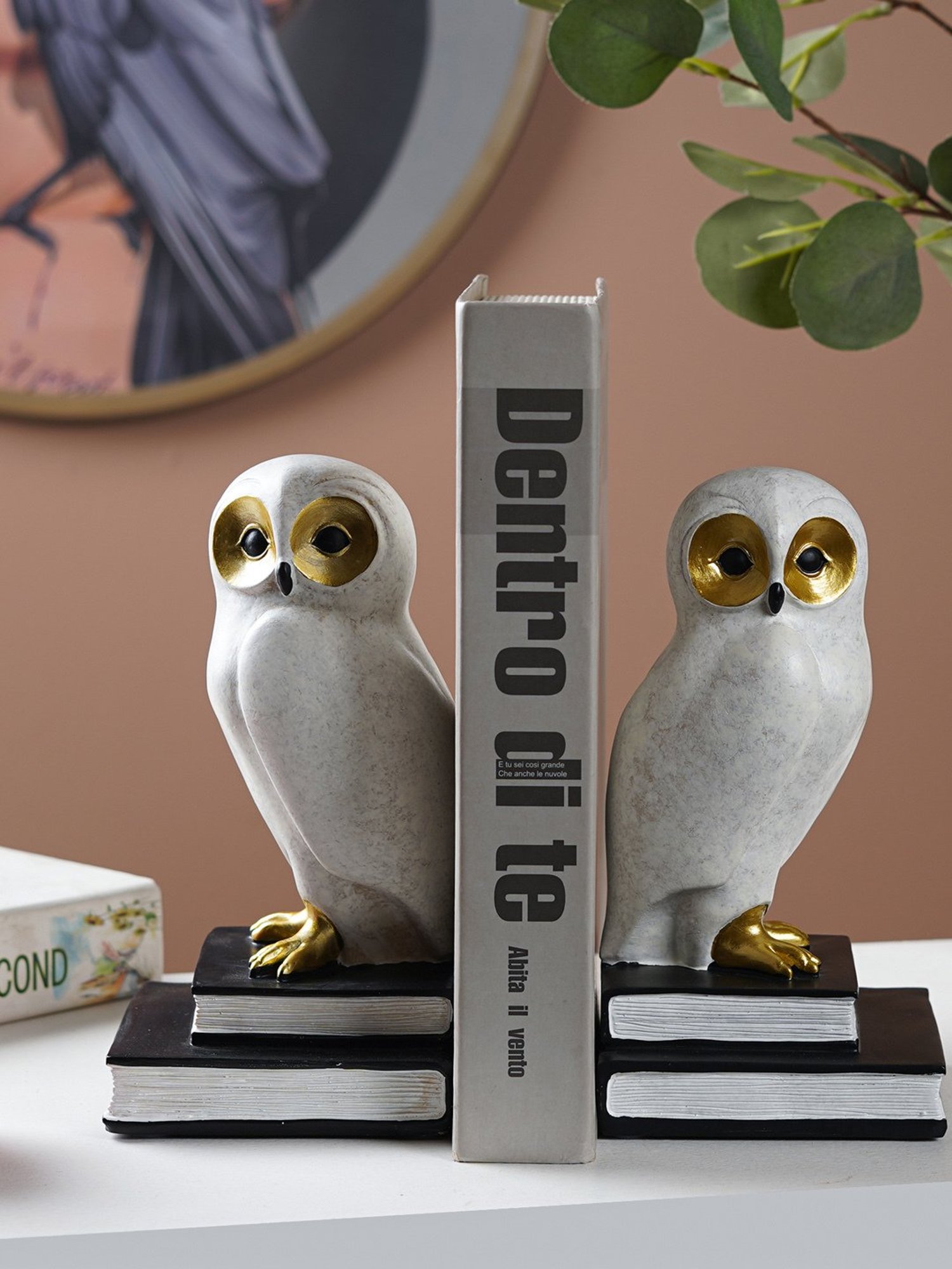 The Artment Decorative Set of 2 White Owl Polyresin Bookend - Book Organizer