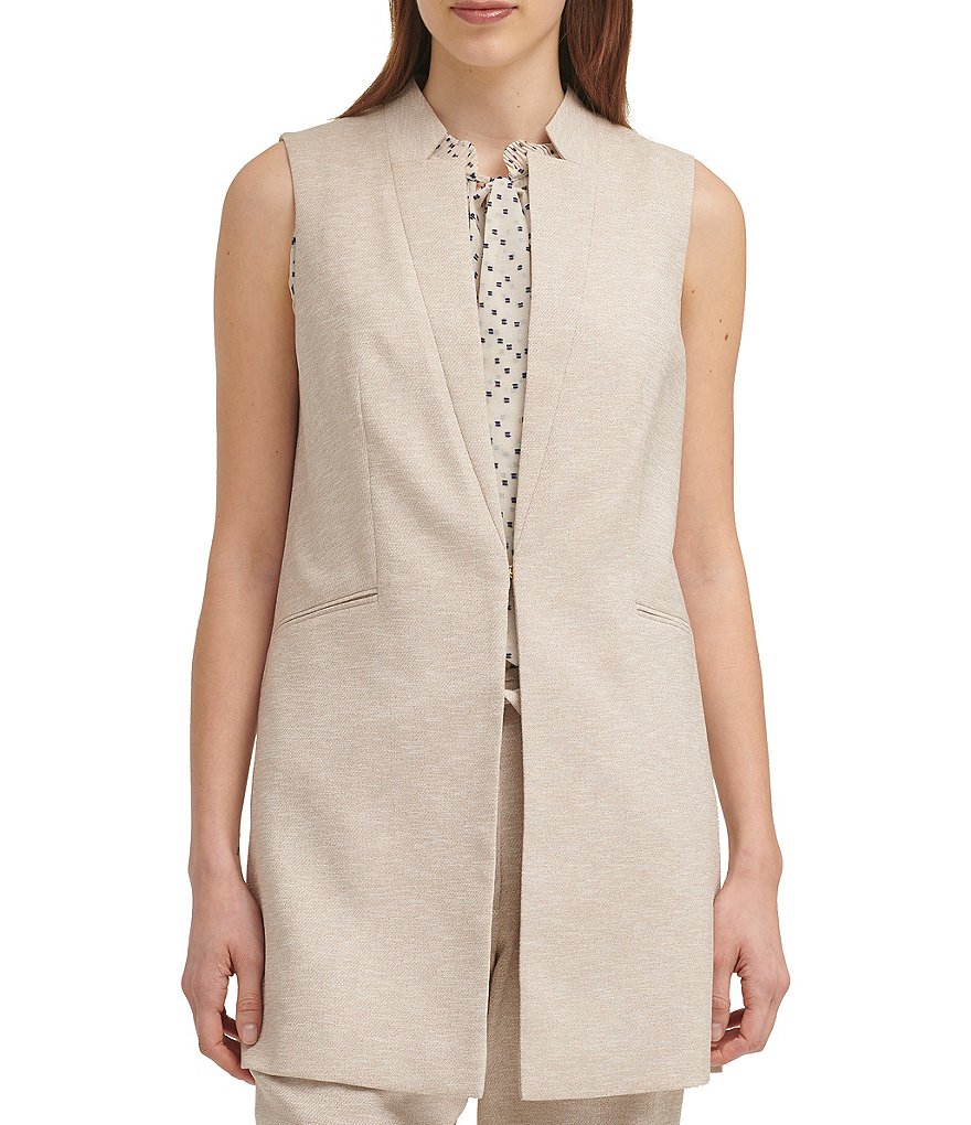 Eva Varro Solid Knit Jersey Notch Lapel Collar Two-Button Jacket