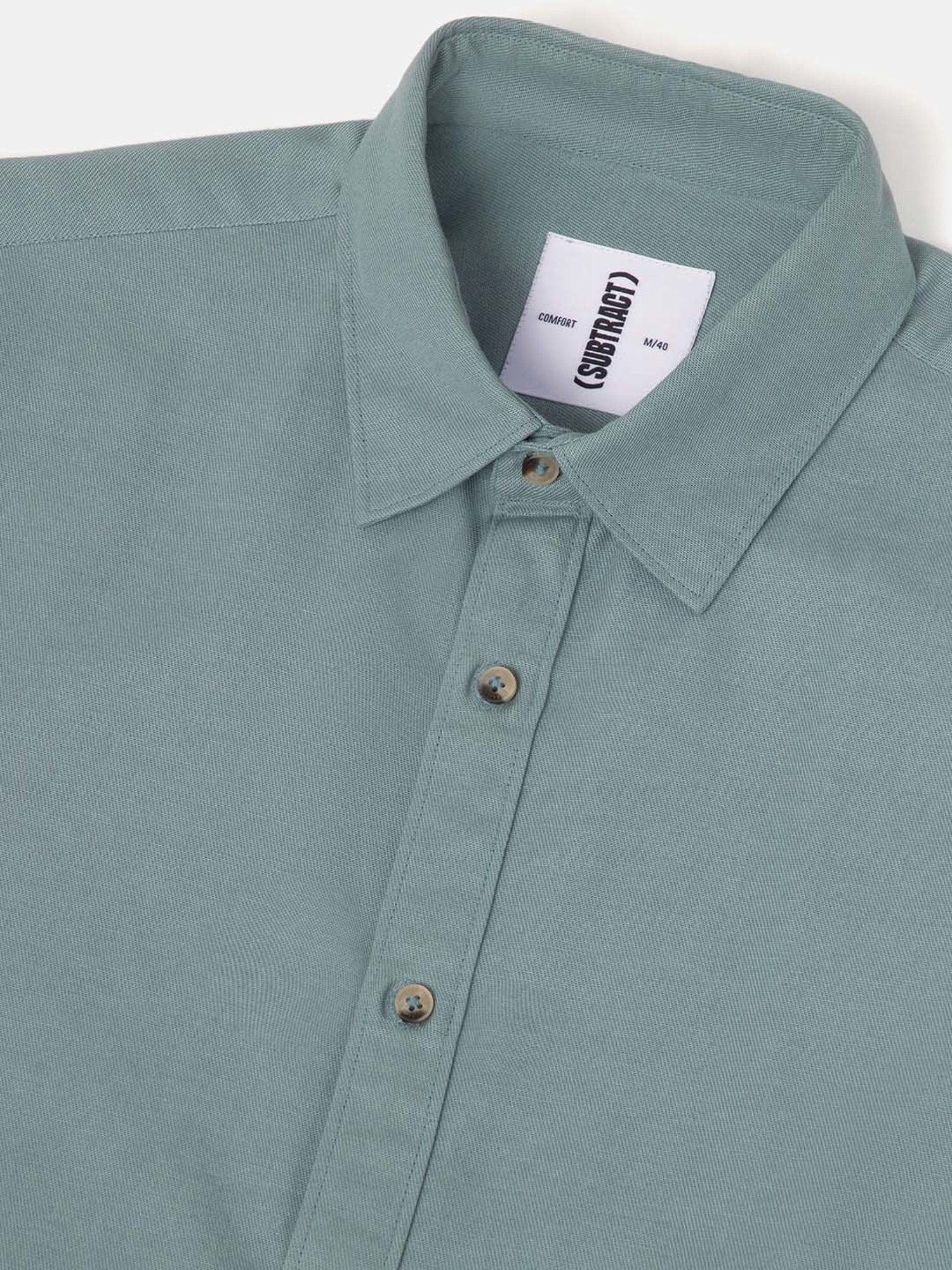 SUBTRACT Sea Green Regular Fit Cotton Shirt