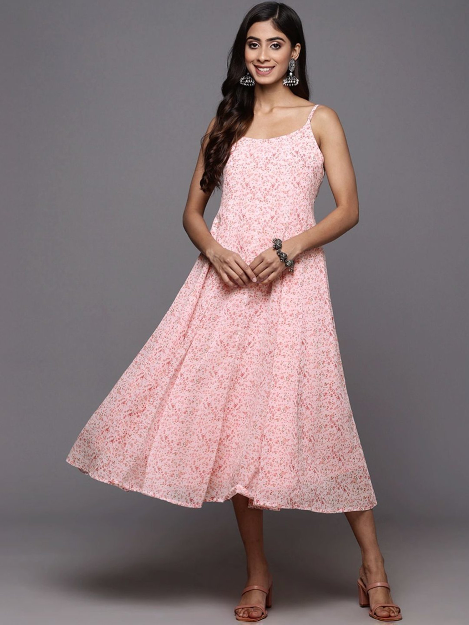 Saffron Threads Red Ethnic Dresses