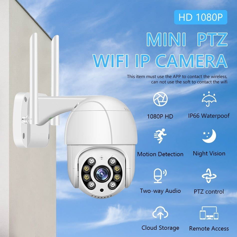 1080P Outdoor PTZ Security Camera 2MP Outdoor Waterproof WiFi Surveillance Camera with Night Vision Two Way